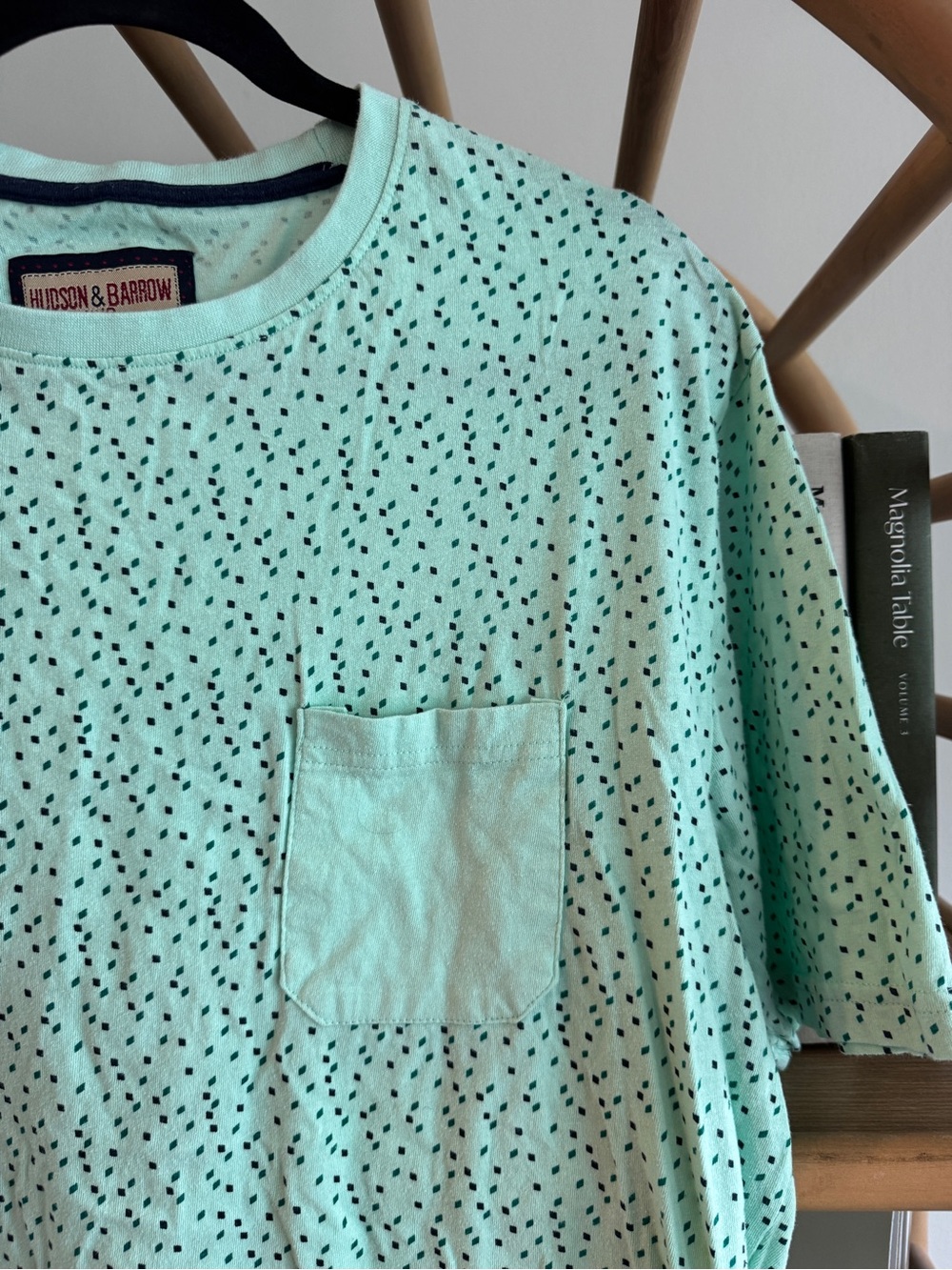 Hudson & Barrow Men’s XL Mint Pocket Tee Geometric Print Crew Neck
